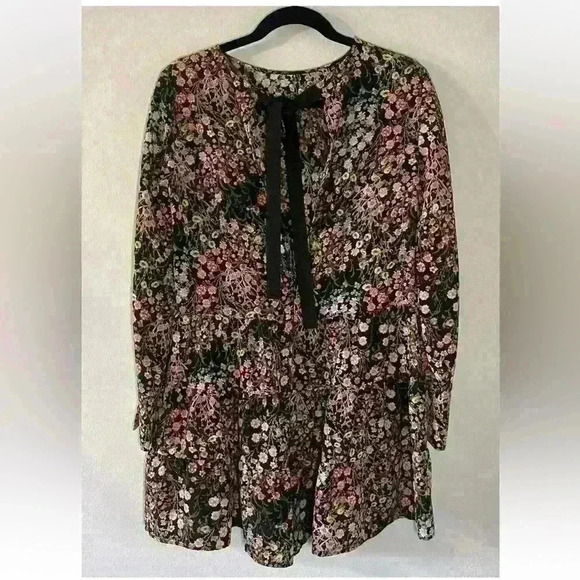 Zara Basic Collection Floral Mini Romper Tie Back Size Small - Picture 9 of 15